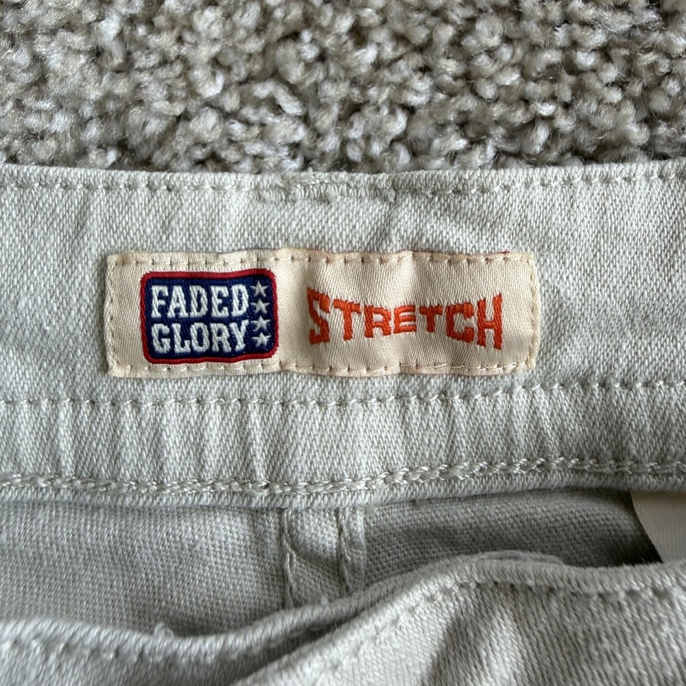 Y2K Faded Glory Chino Shorts Womens 4 Beige Denim Stretch 5 Pocket Summer Casual - Picture 2 of 11